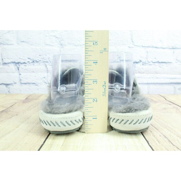 LL Bean White Suede Slip-On Shearling Lined Crisscross Flat Slippers Size 8 M - Picture 6 of 9